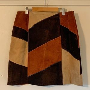 Apostrophe Leather Patchwork Mini Skirt Sz 12